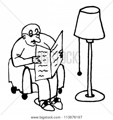 443x470 Bald Fat Man Sitting Chair Reading Vector Amp Photo Bigstock
