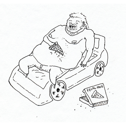 500x500 Fat Man With Mullet Eating Pepperoni Pizza Shirtless On