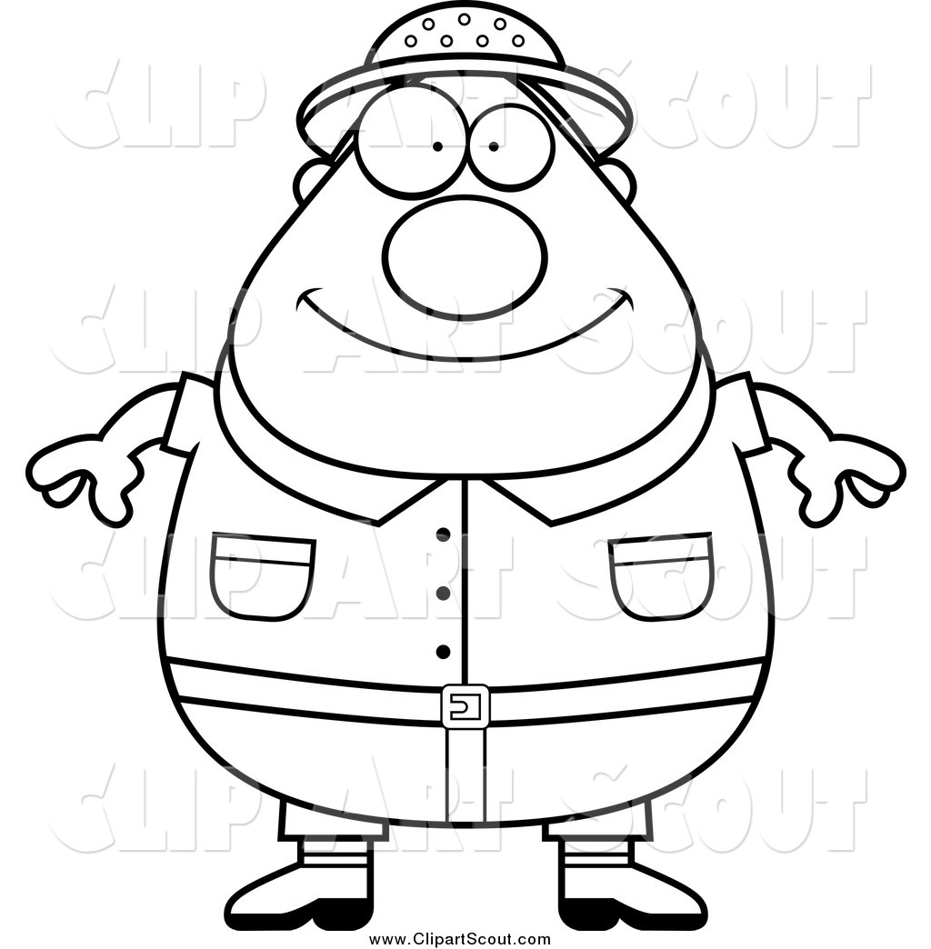 1024x1044 Clipart Of A Black And White Fat Safari Man By Cory Thoman
