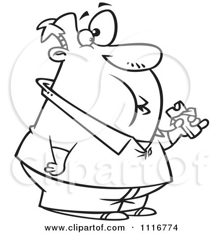 450x470 Cartoon Of A Fat Man Eating A Chocolate Candy Bar