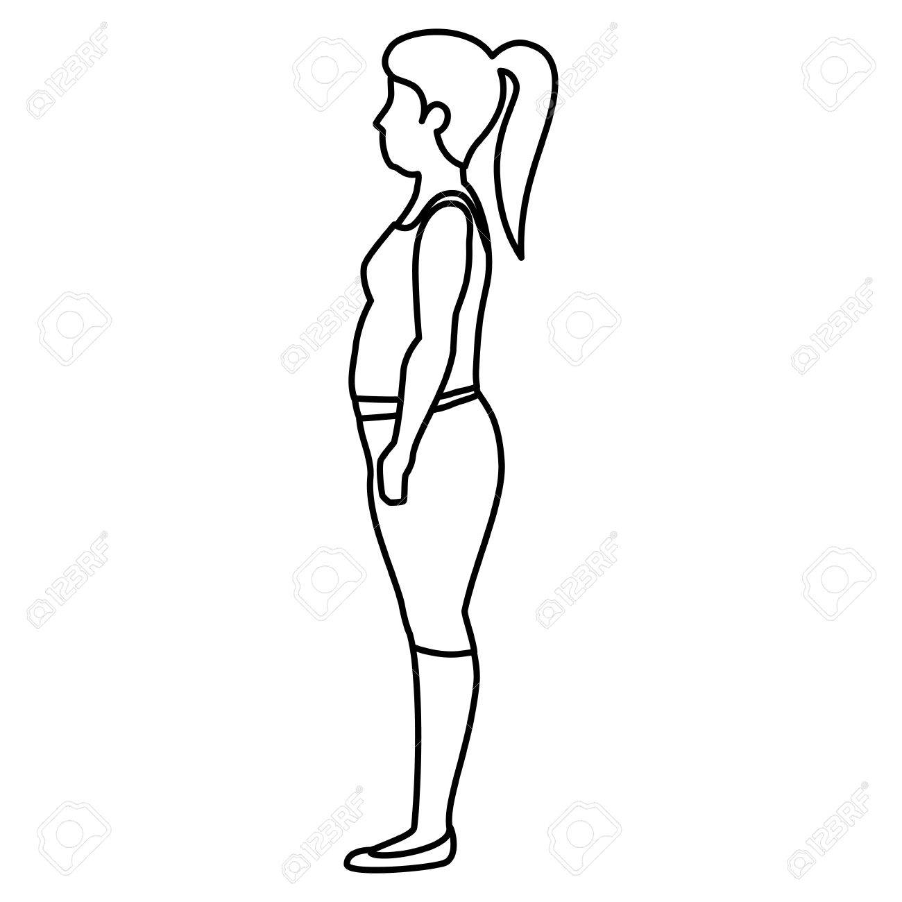 1300x1300 Fat Woman With Sport Wear Vector Illustration Design Royalty Free