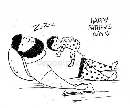 450x374 Father's Day Card With Daughter And Dad. Stock Vector Annykos