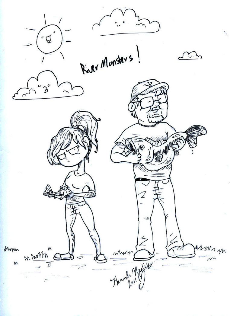 762x1047 Father Daughter Fishing River Monsters By Dragonmagic94