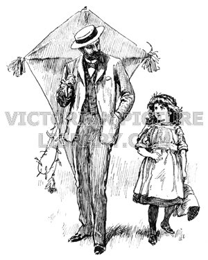 300x375 Father And Daughter Fly A Kite Victorian Picture Library