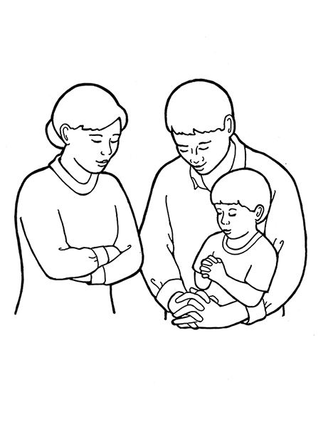 447x596 A Black And White Illustration Of A Mother And Father And Young
