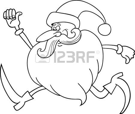 450x381 Cartoon Illustration Of Funny Running Santa Claus Or Papa Noel
