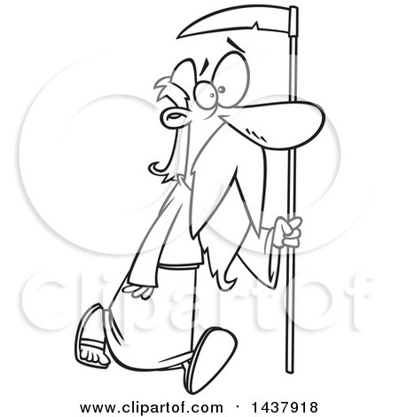 450x470 Clipart Of A Cartoon Old Man, Father Time, Holding A Scythe