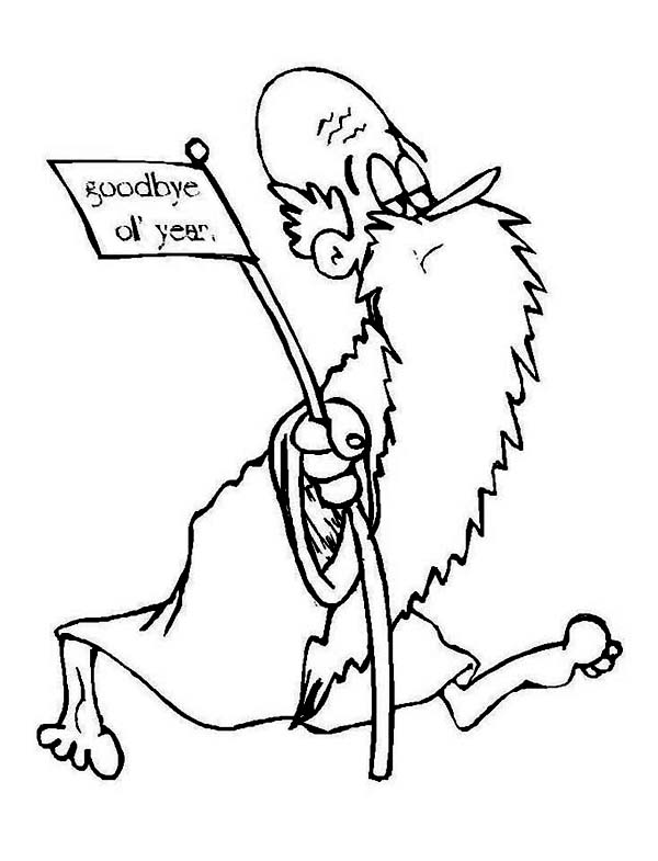 600x785 Father Time Say Goodbye On 2015 New Year Coloring Page Coloring Sun