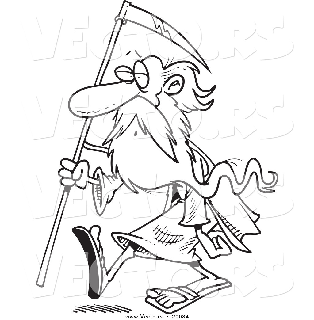 1024x1044 Vector Of A Cartoon Black And White Outline Design Of Father Time