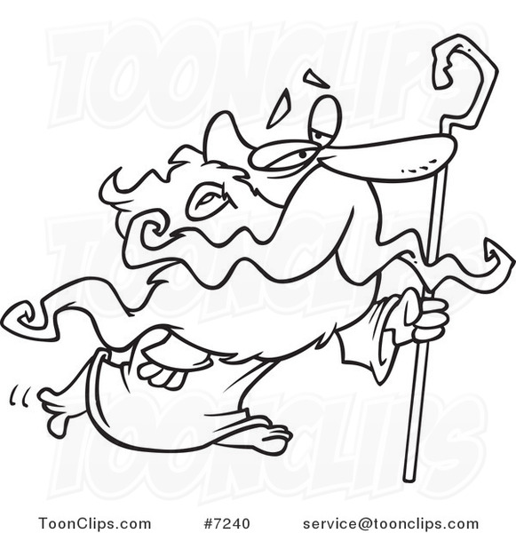 581x600 Cartoon Black And White Line Drawing Of Father Time With A Cane