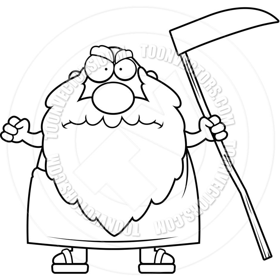 940x940 Cartoon Father Time Angry (Black And White Line Art) By Cory