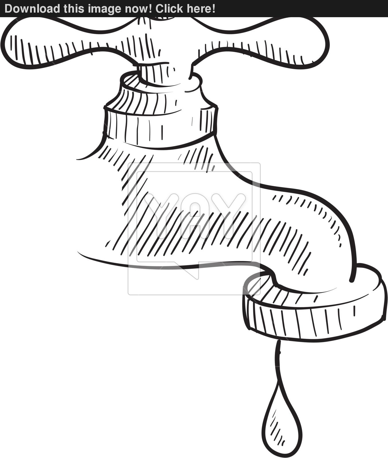 1354x1600 Dripping Faucet Vector Sketch Vector