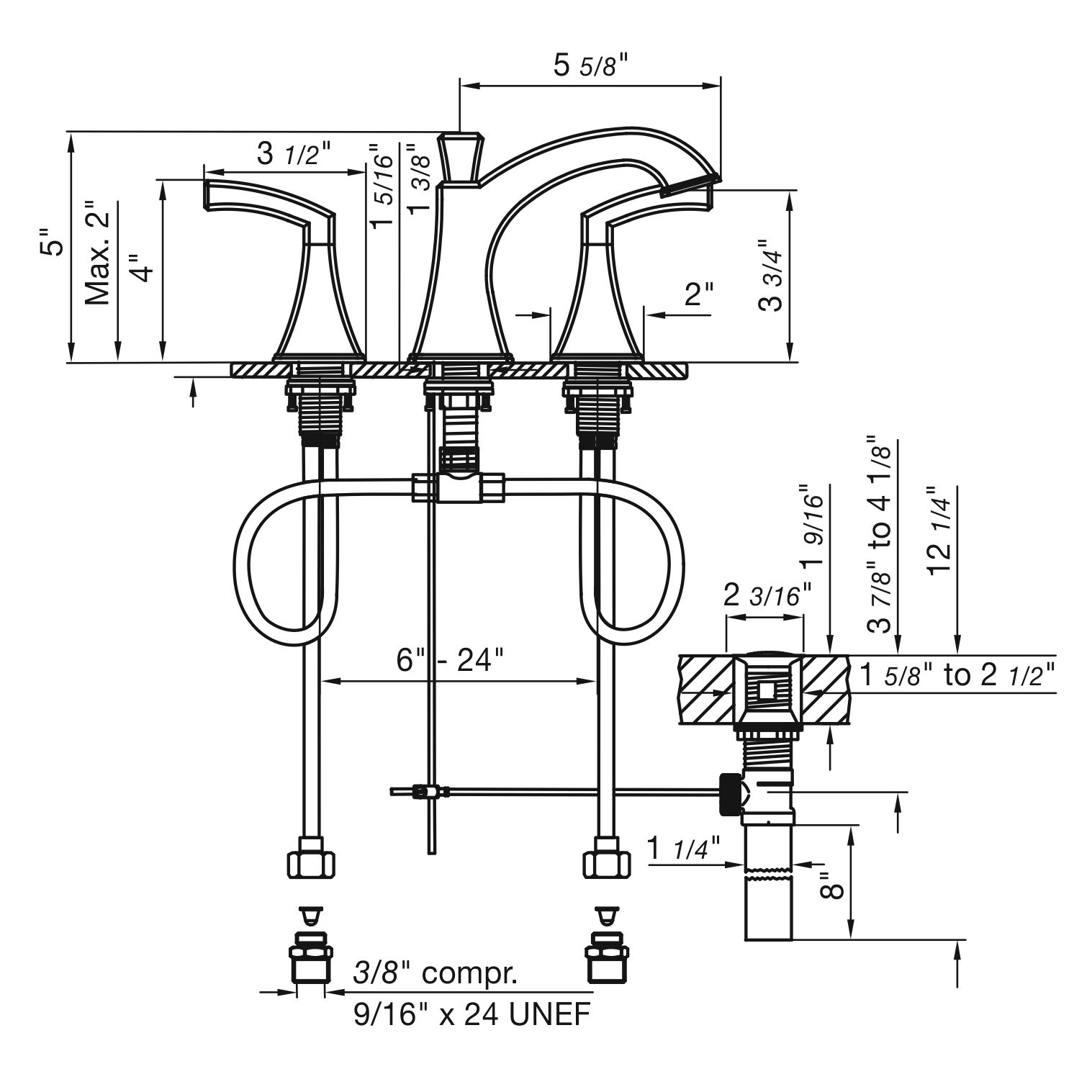1517x1517 Widespread Lavatory Faucet With Pop Up Drain Assembly