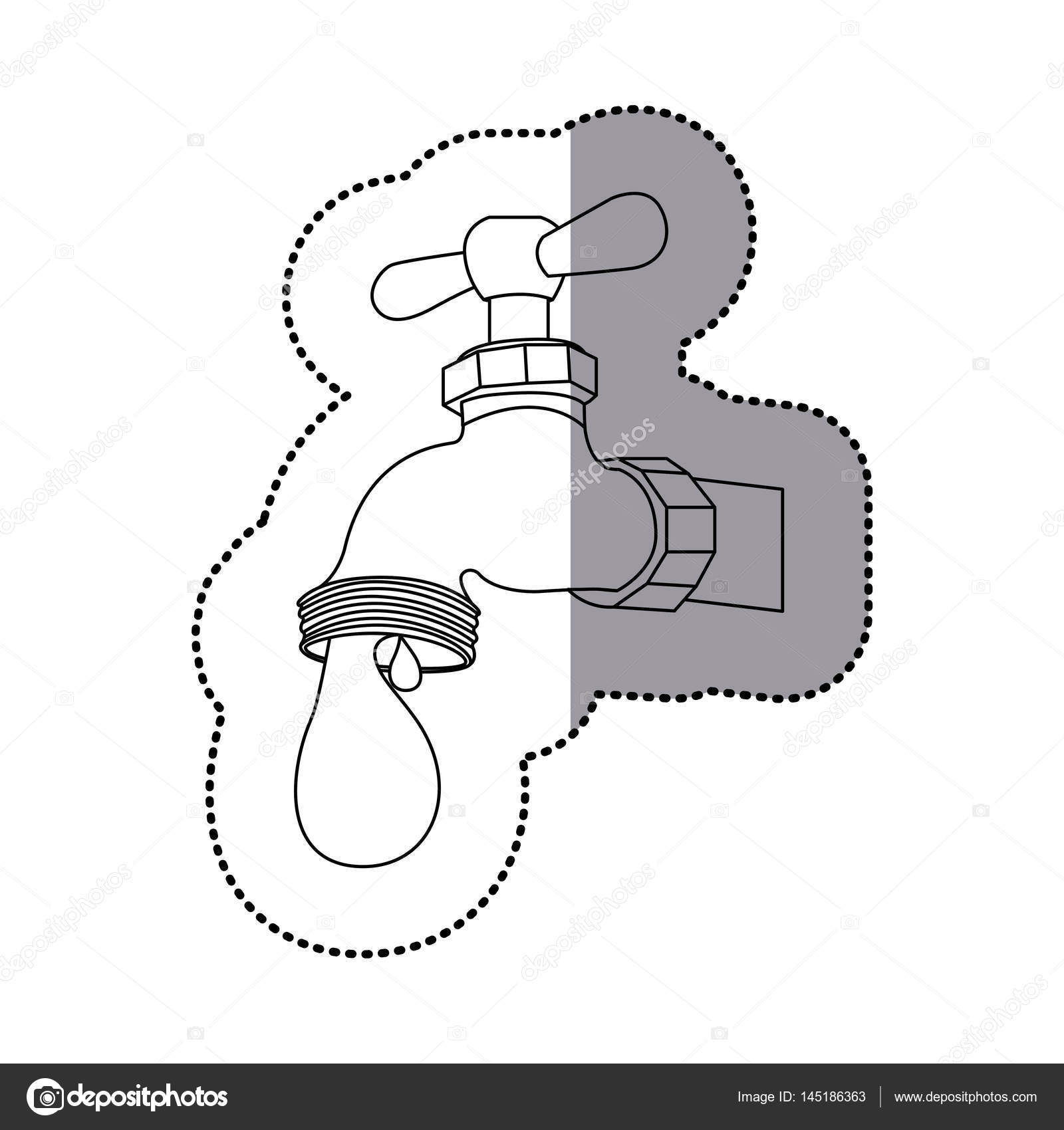 1600x1700 Monochrome Silhouette Sticker Of Faucet Dripping Water Stock