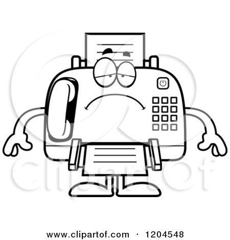 450x470 Cartoon Of A Black And White Smart Fax Machine
