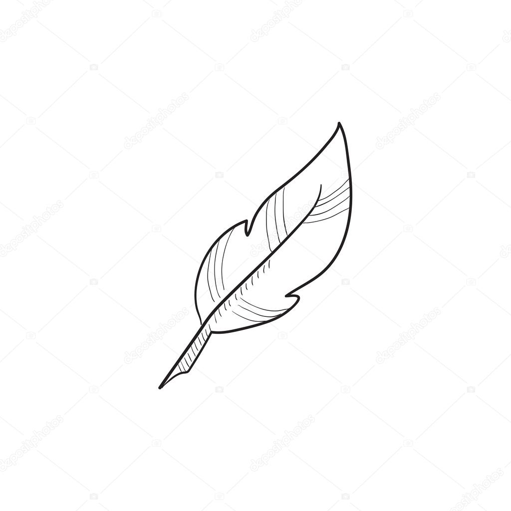 1024x1024 Feather Sketch Icon. Stock Vector Rastudio