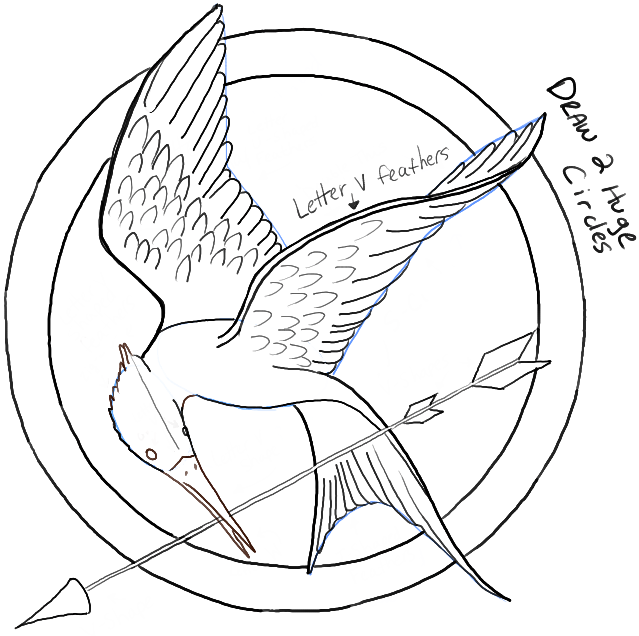 639x636 How To Draw The Hunger Games Logo Aka The Mockingjay Pin