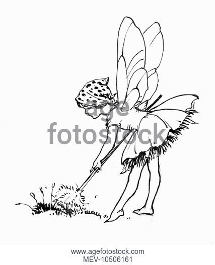 427x527 A Pixie Postman Carrying A Big Sack Of Mail, Delivers A Letter