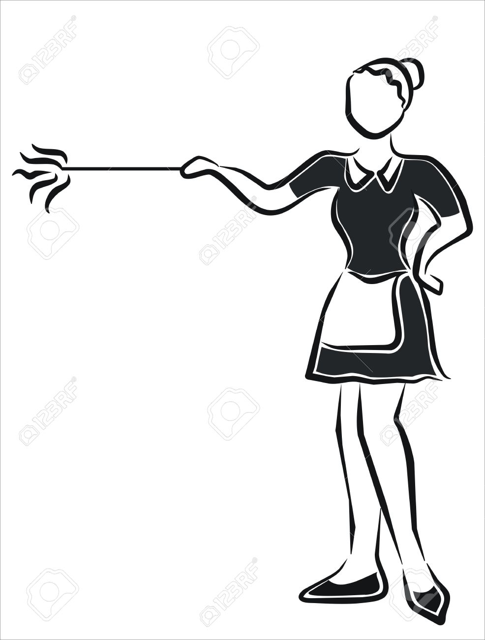 986x1300 Maid Dusting With A Feather Duster Royalty Free Cliparts, Vectors