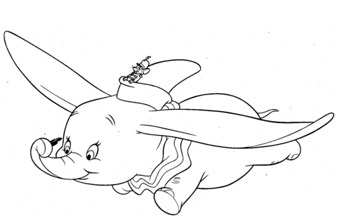 480x310 Dumbo Flies With Timothy And Magic Feather Coloring Page Free