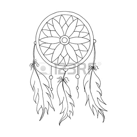 450x450 Hand To Draw A Dreamcatcher With Beads And Feathers Of Birds