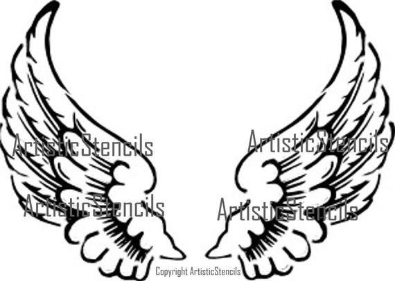 570x406 More For Fabric Painting! Angel Wings Stencil 10x7 By