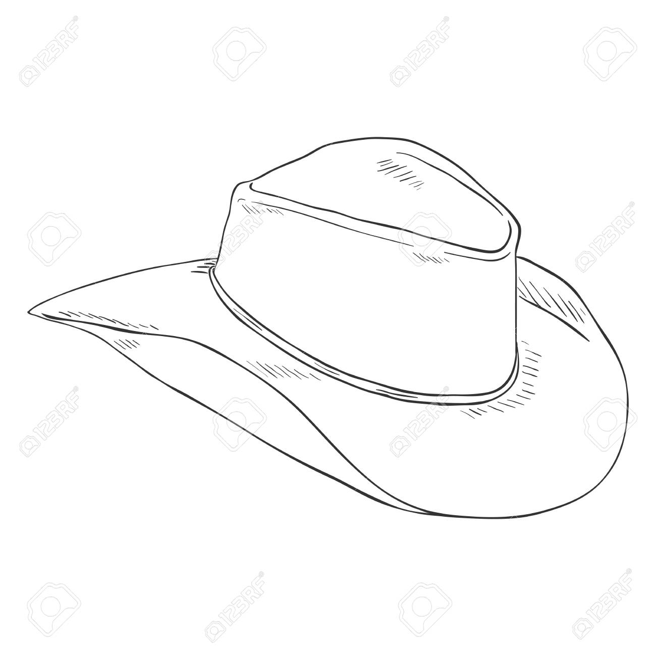 1300x1300 Vector Single Sketch Cowboys Hat On White Background Royalty Free