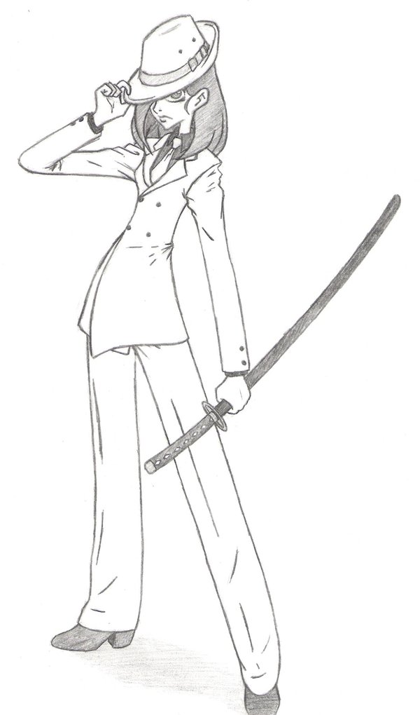 600x1020 White Fedora Swordswoman By Leo Alostcause