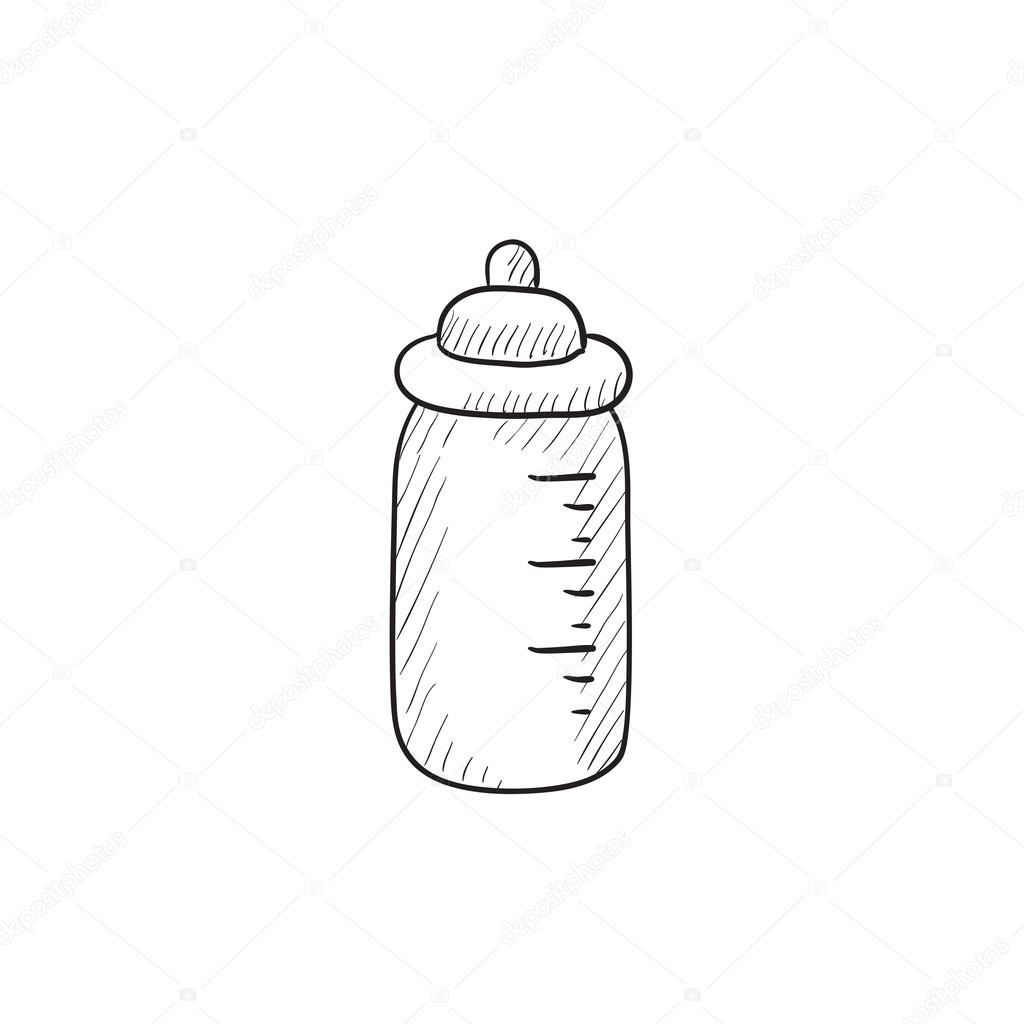 1024x1024 Feeding Bottle Sketch Icon. Stock Vector Rastudio