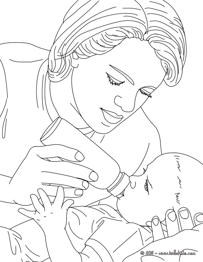 820x1060 Pediatric Nurse Bottle Feeding A New Born Baby Coloring Page