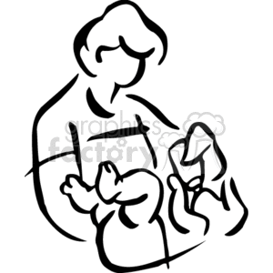 300x300 Royalty Free Blacknd White Mother Feeding Her Child