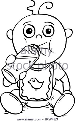 290x470 Simple Black And White Baby Bottle Cartoon Stock Vector Art
