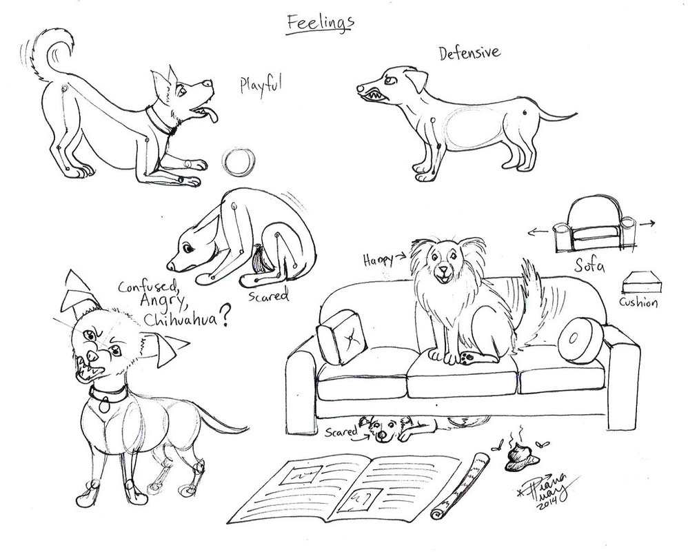 998x801 Draw Dog Feelings By Diana Huang
