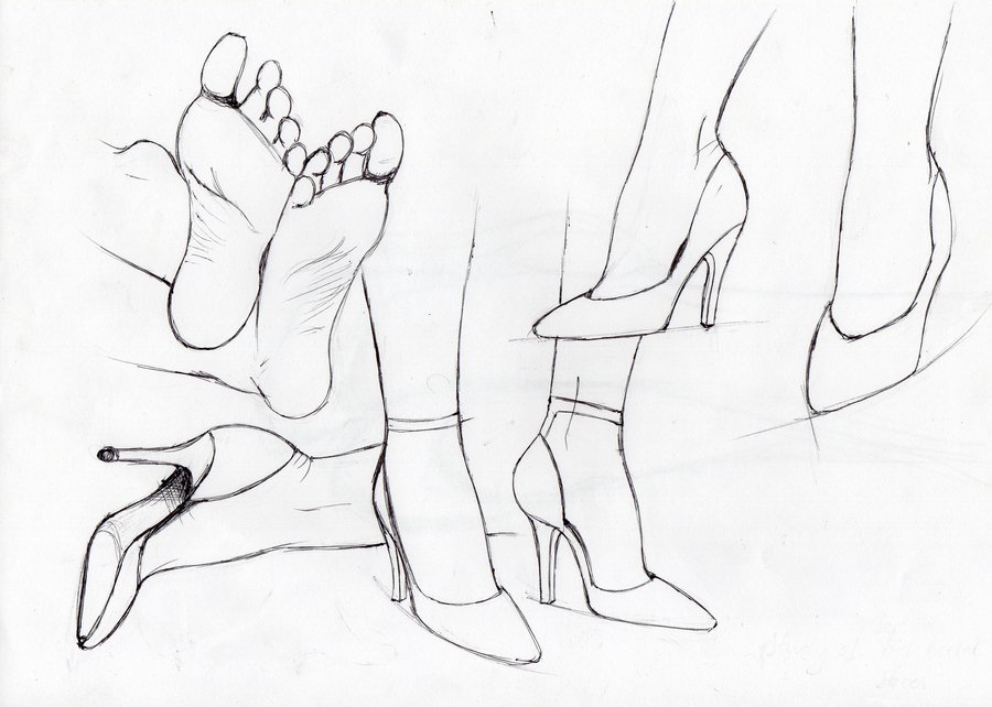 900x642 Feet In High Heels Sketch By Beatreen