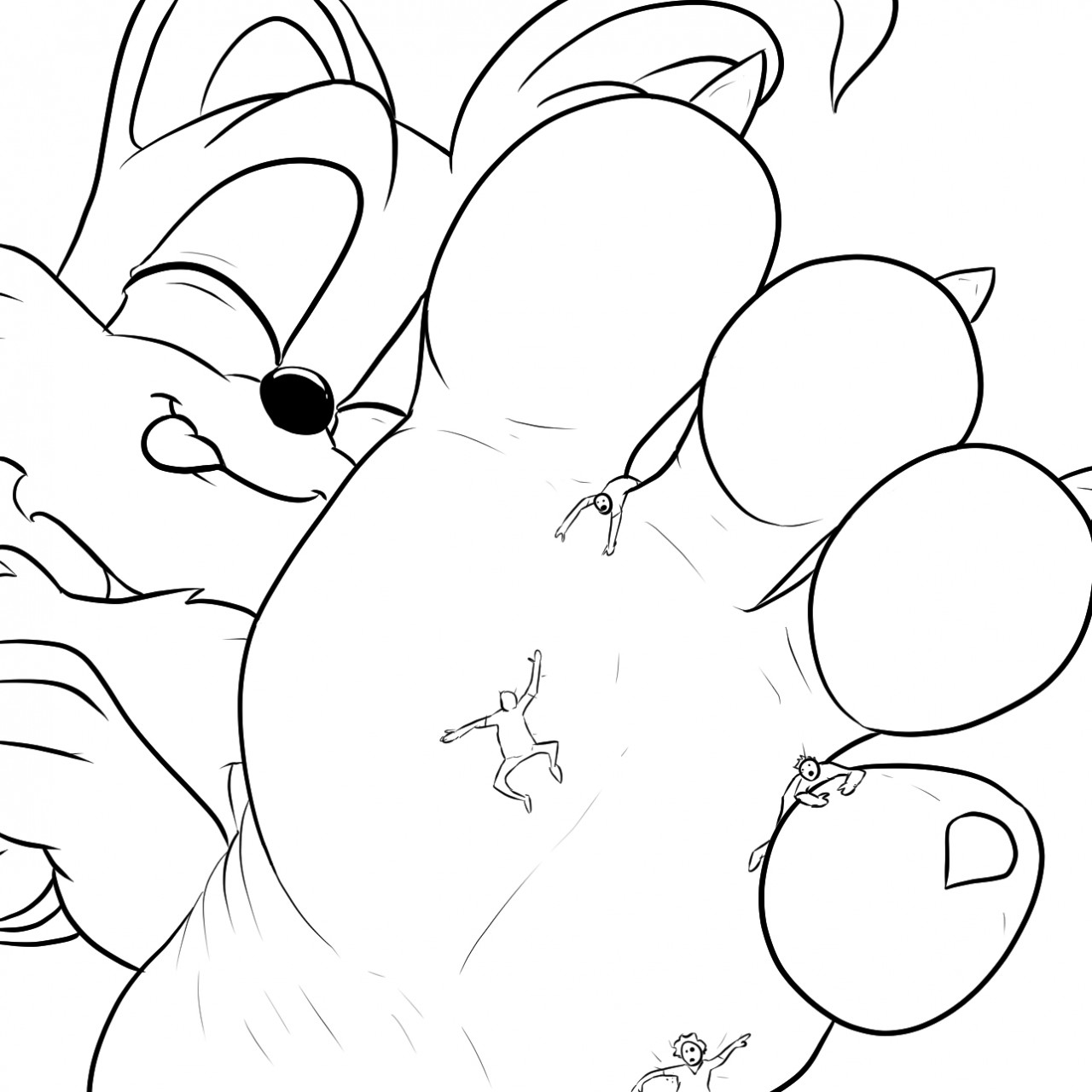 1280x1280 Playful Fox Feet (Line Art) By Xtreme7