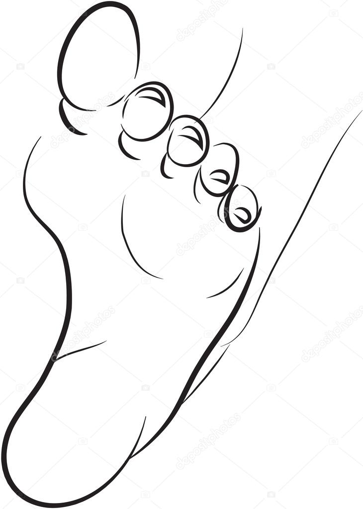 730x1023 Soles Of The Feet Black And White Simple Line Illustration Stock