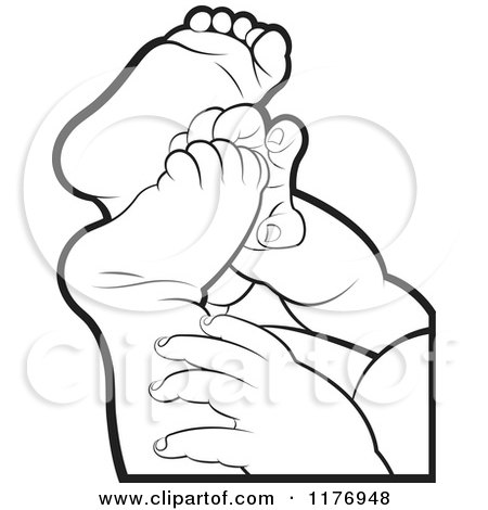 450x470 Clipart Of Black And White Baby Feet And Hands