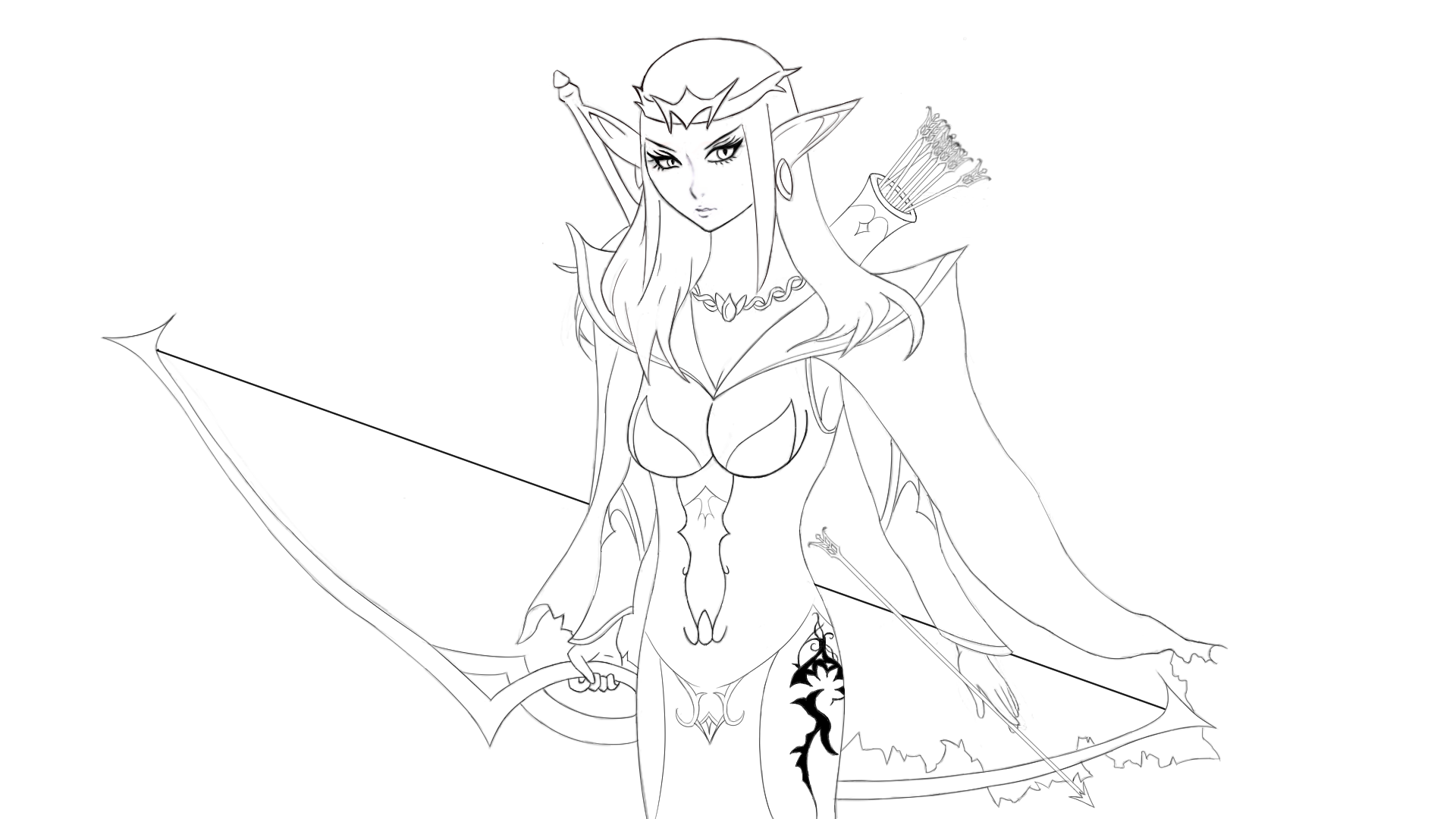 1920x1080 Female Archer Elf By Masterofdragons9