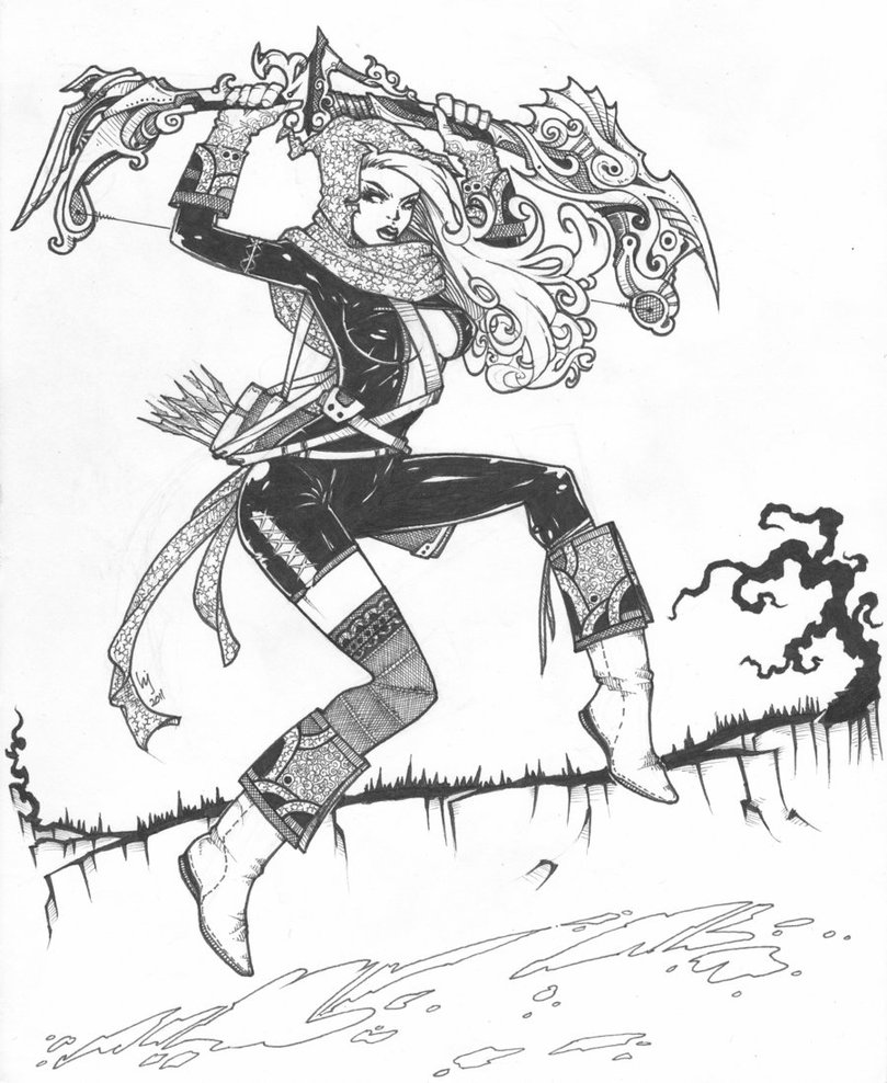 809x988 Female Archer By Jay Ecnal