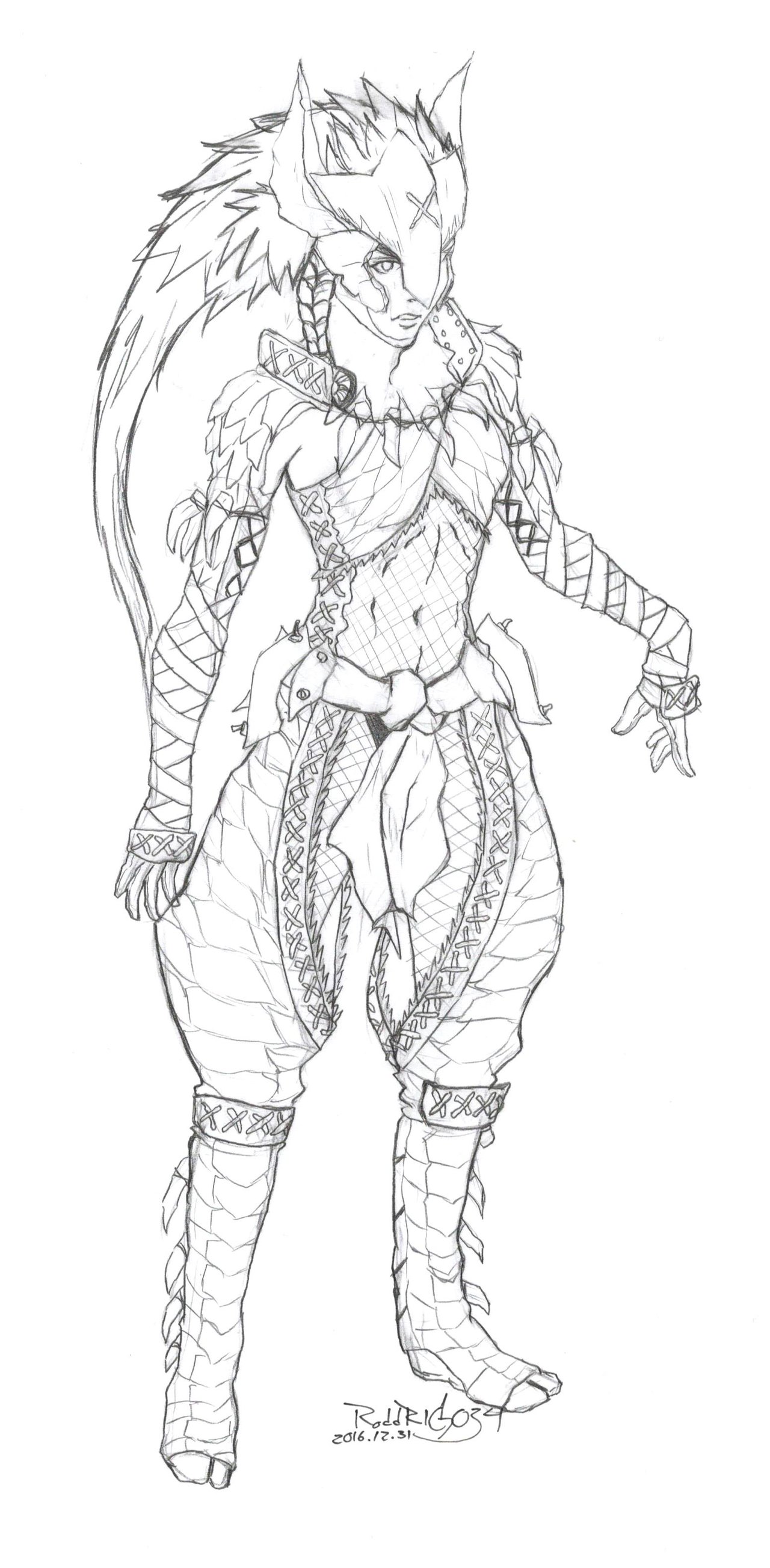 1280x2607 Nargacuga Armor Female, Boceto. By Roddrigo34