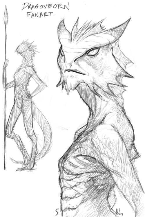 500x750 Quickie Dragonborn Sketch Google, Characters And Searching