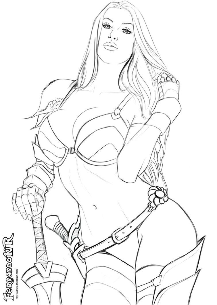 755x1059 Warrior Girl 3 Sketch