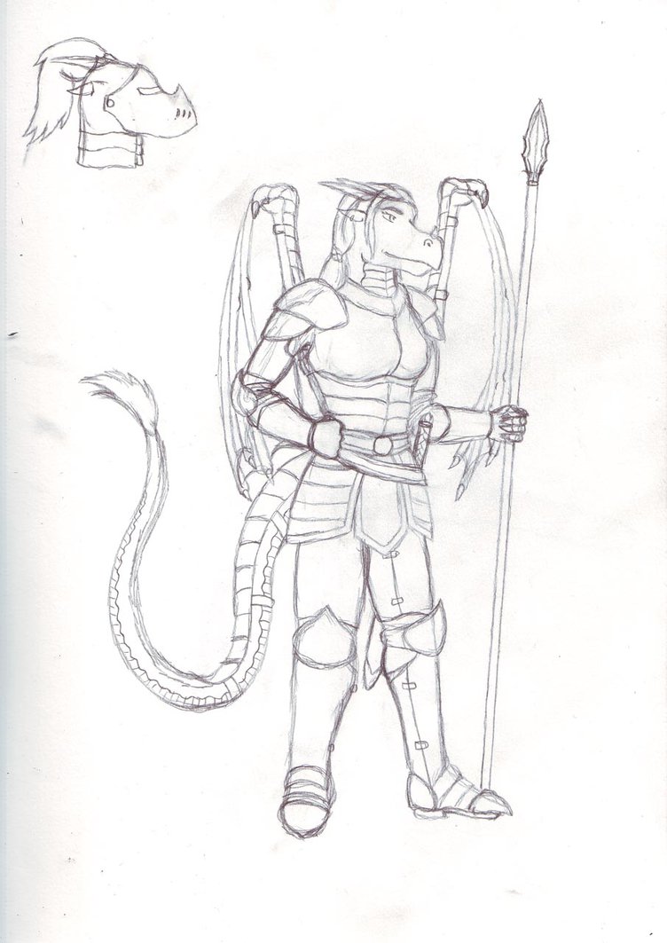 752x1063 Dragon Female Armor Sketch By Razenhashikado