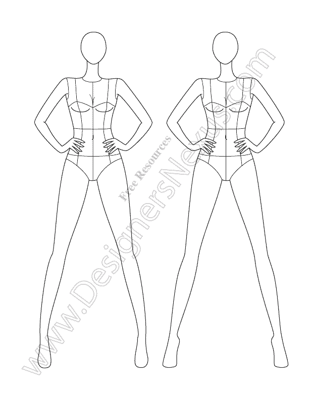 612x792 Free Fashion Croquis Fashion Figure Templates