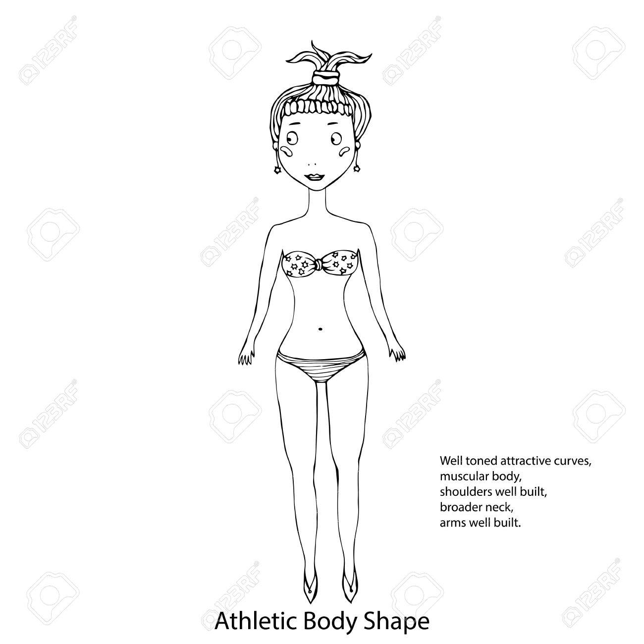 1300x1300 Athletic Body Shape Female Body Shape Sketch. Hand Drawn Vector