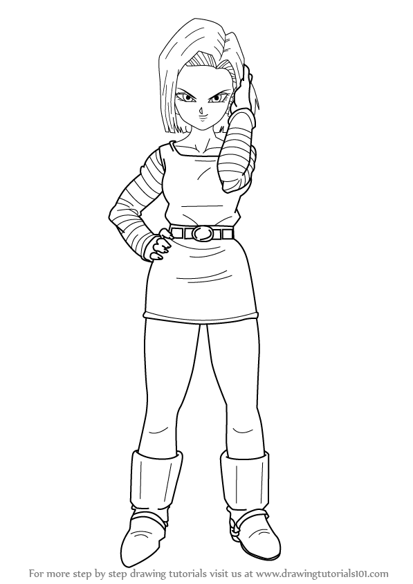 597x844 Learn How To Draw Android 18 From Dragon Ball Z (Dragon Ball Z