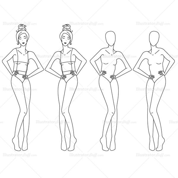 600x600 Female Fashion Croquis Template Illustrator Stuff