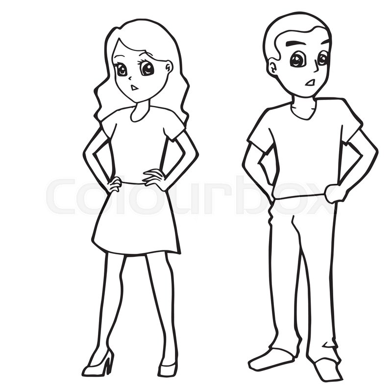 800x800 Cartoon Kid Boy Girl Or Human Coloring Page Vector Illustration