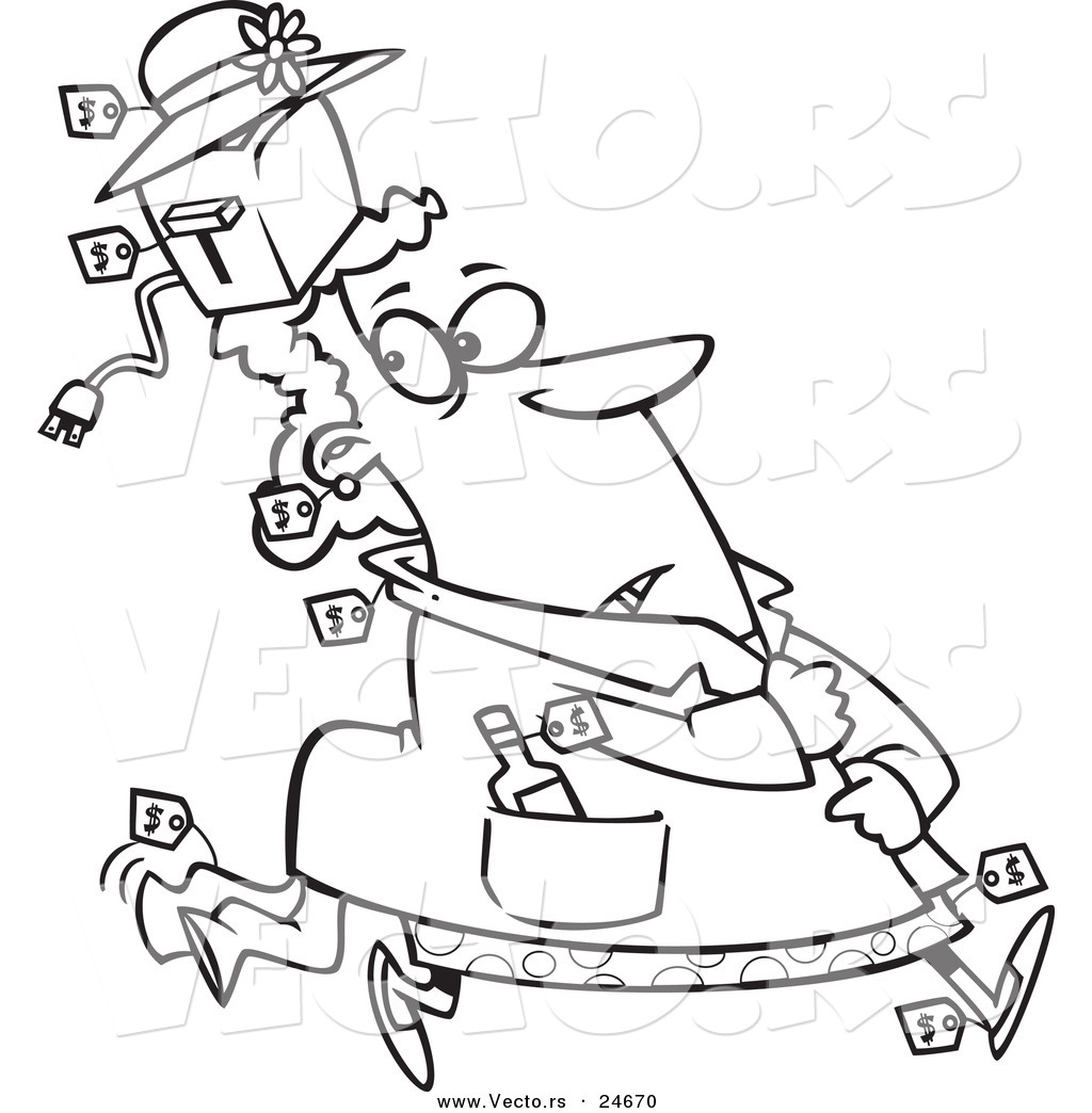 1024x1044 Vector Of A Cartoon Female Shoplifter With Items Stashed In Her