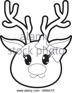 300x388 Cartoon Reindeer Animal Outline Stock Vector Art Amp Illustration